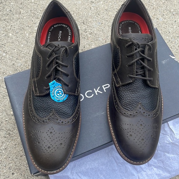 Rockport Other - Rockport Dustyn Wingtip Hydro-Shield Mens Shoes NEW, 10, Dark Brown